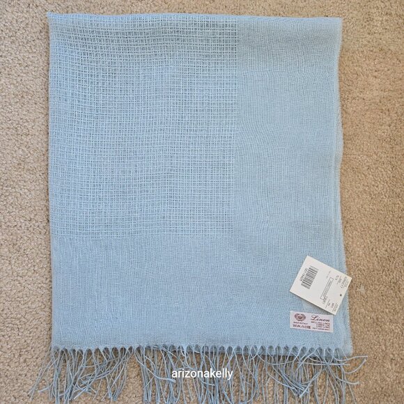 Tanner Accessories - NWT Tanner Italian Linen Shawl Oversized Scarf Blue